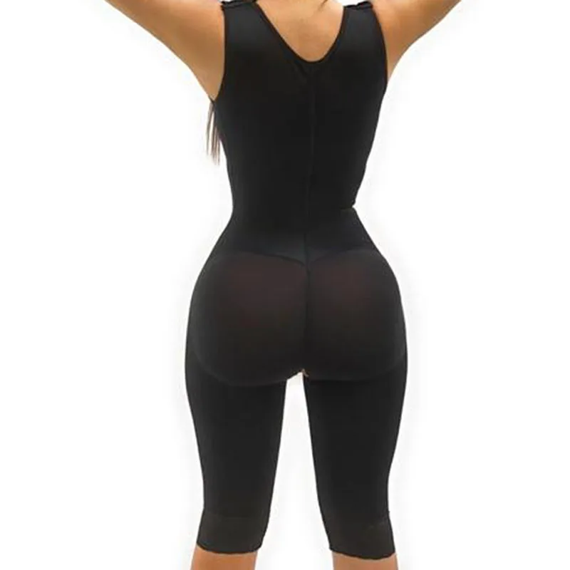 Fajas Colombianas Sleeveless Knee Length Shapewear Braless Wide Shoulder Straps Butt-Lifting Bodysuit For Women Tummy Control