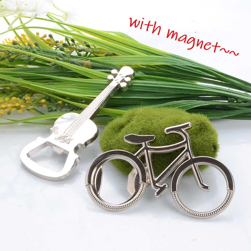 Stainless Steel Bottle Opener Korean Refrigerator Magnet Bicycle and Violin Shape Beer Opener Message Board Magnetic Sticker