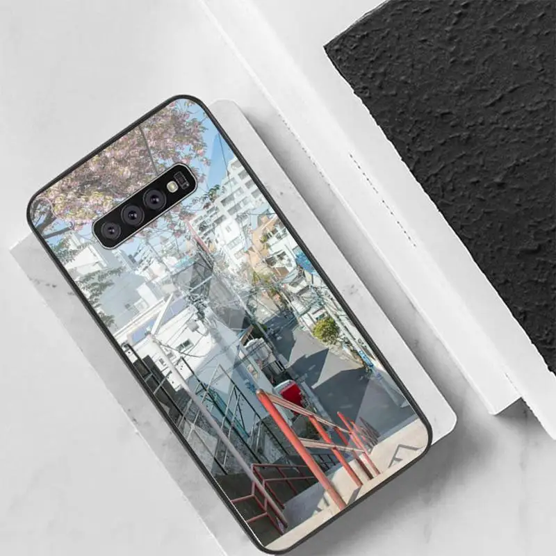 

City Streert Phone Case glass For Samsung S10 S20 S9 Plus s6 7 edge Note9 10 Luxury brand