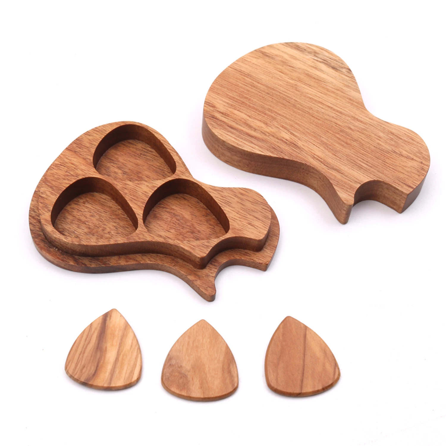

3 Pcs Wooden Guitar Picks with Case Wood Picks for Acoustic Electric Guitars Bass Ukulele Musical Instrument Tool Guitar Parts