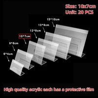 10x7cm 20pcs acrylic transparent display stand desk sign label frame price tag display business card holders acrylic holder