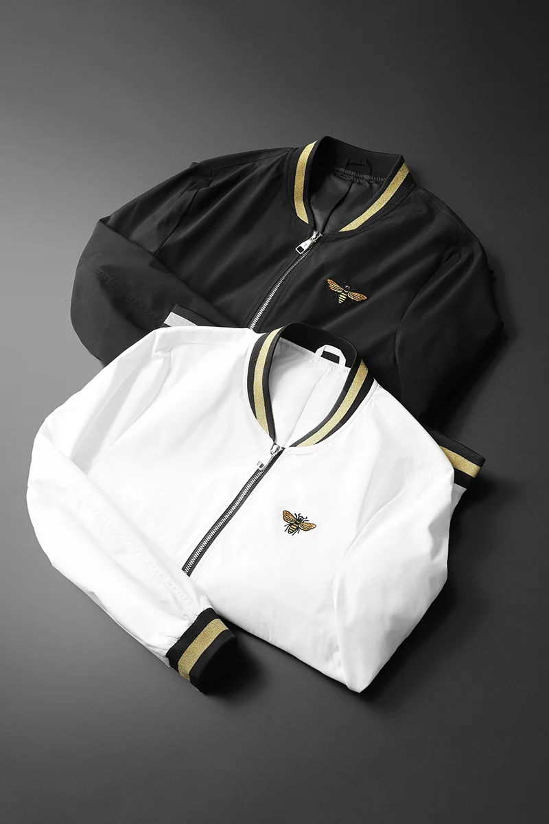 

2021 Autumn New High Quality Outfit Korean Men Stand Collar Embroidery Coat Vintage Bomber Jacket