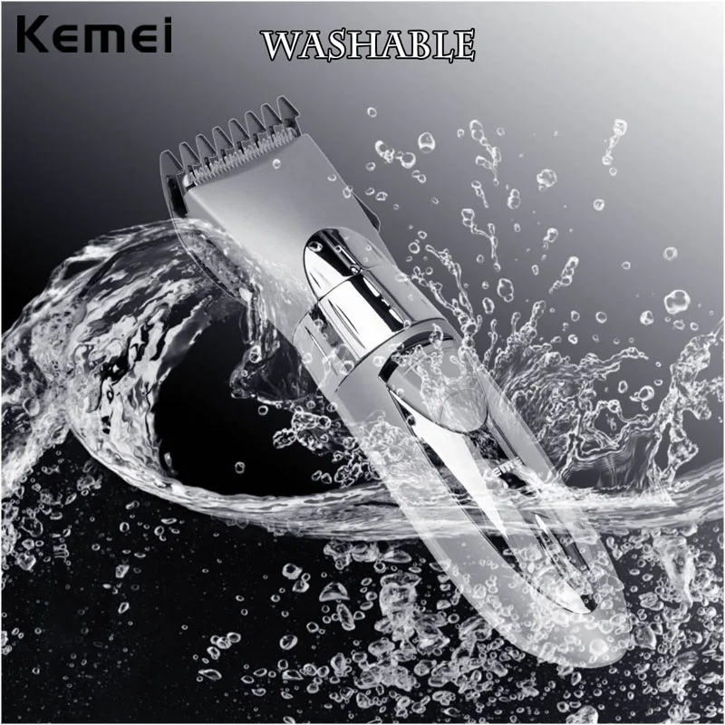 

Kemei Rechargeable Hair Trimmer Waterproof Wireless Electric Shaver Beard Nose Ear Shaver Hair Clipper Trimmer Tool 5