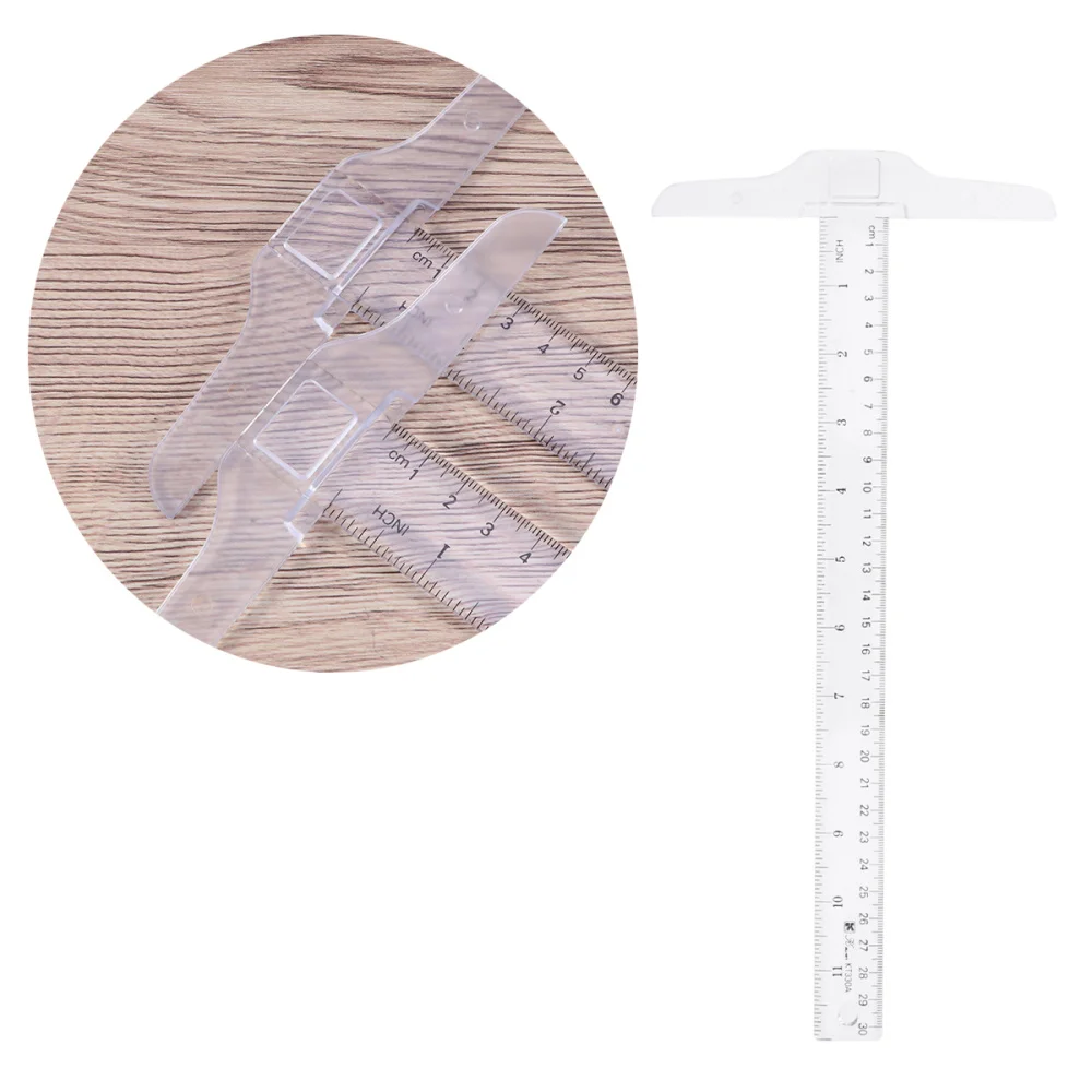 

2pcs 30cm T-Square Double Side Scale Measuring Tool T Shape Ruler for Drafting and General Layout Work (inch,)