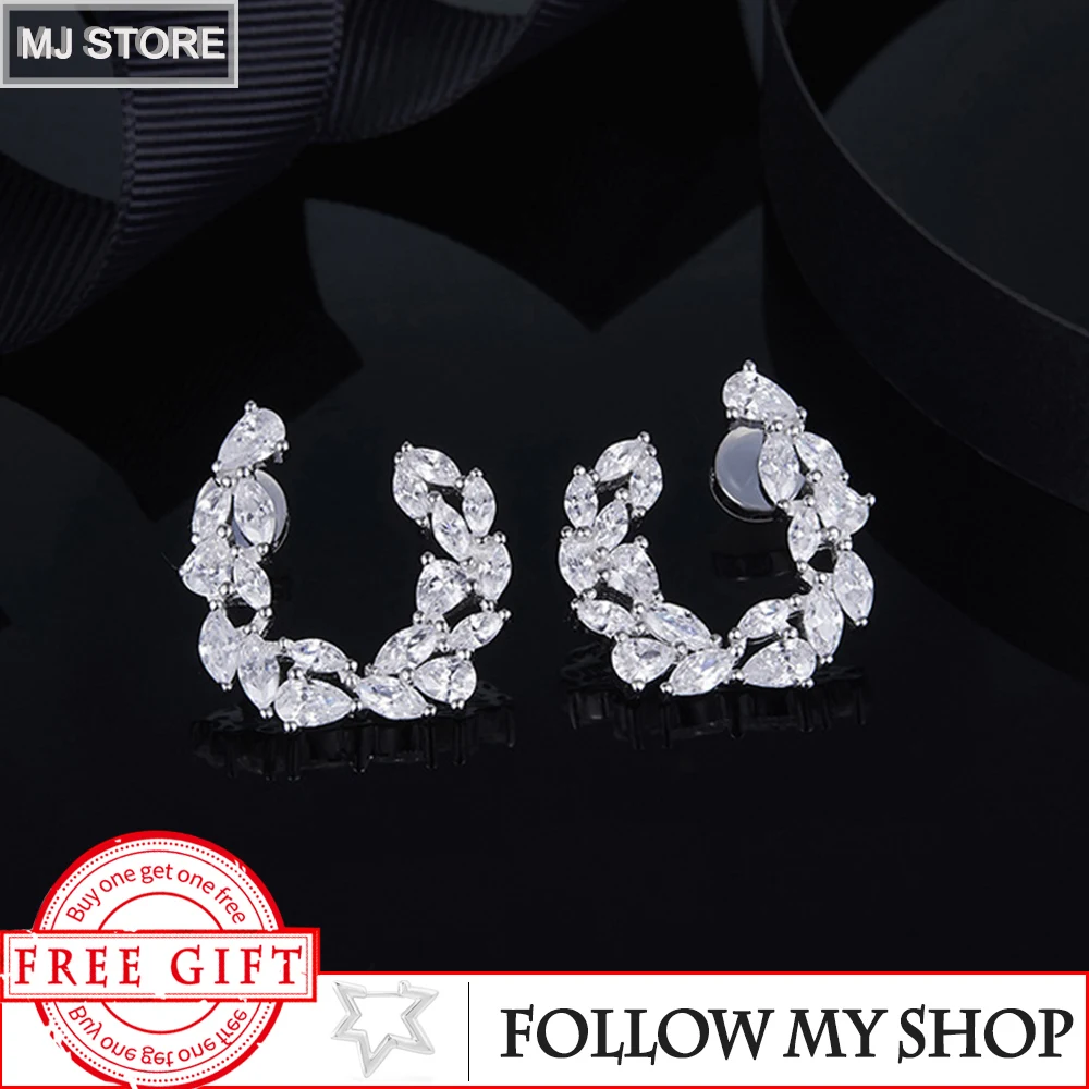 

S925 Sterling Silver Zircon Wheat Ear Earrings Fashion Personality Classic High-end Luxury Brand Monaco Jewelry Woman Party Gift
