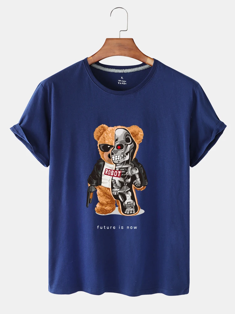 

KAIXIAZ Fashion New Style Slim Creative Twosided Cartoon Bear Pattern Printing Daily Sports Short Sleeve Tshirt For Woman