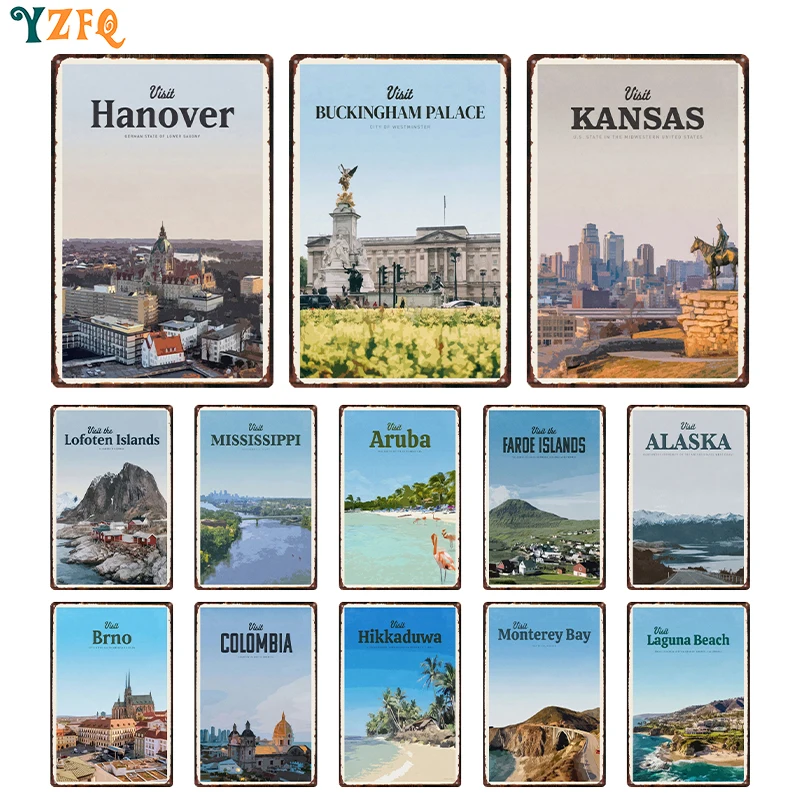 Постеры для путешествий, город Канзас, Аризона, жестяной знак, винтажное металлическое украшение, гостиная, винтажная вывеска Бар Кафе гараж, подарок, оптом