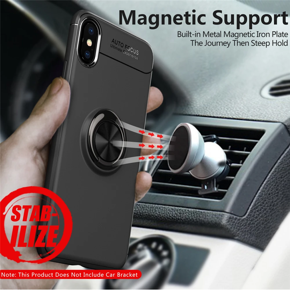 Car Magnet Shockproof Case For iPhone 11 pro max 5 5s 6s 6 7 8 Plus X Xr Xs Max TPU Cover Rotating Metal Ring Stand |