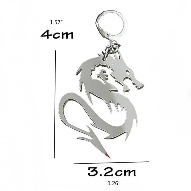 

Super Cool Shiny Silver Dragon Totem Acrylic Drop Earrings Animal Mirror Dragon Hoop Earrings Fashion Jewelry Unisex