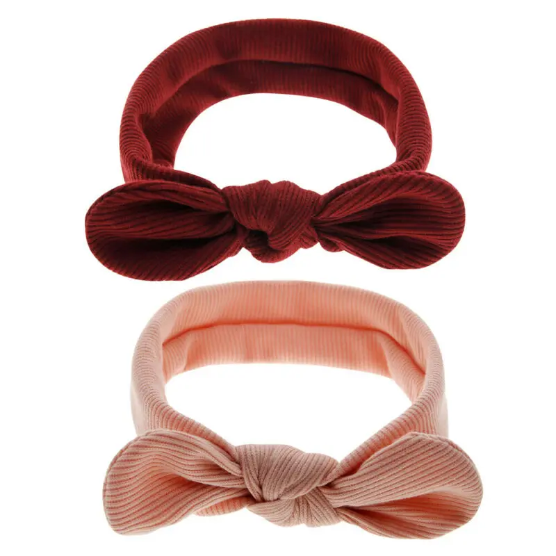 

New 3M-12T Cute Baby Girls Hairband Kids Headband Toddler Stretch Turban Head Wrap Girl Solid Bowknot Bow Princess Elastic Candy