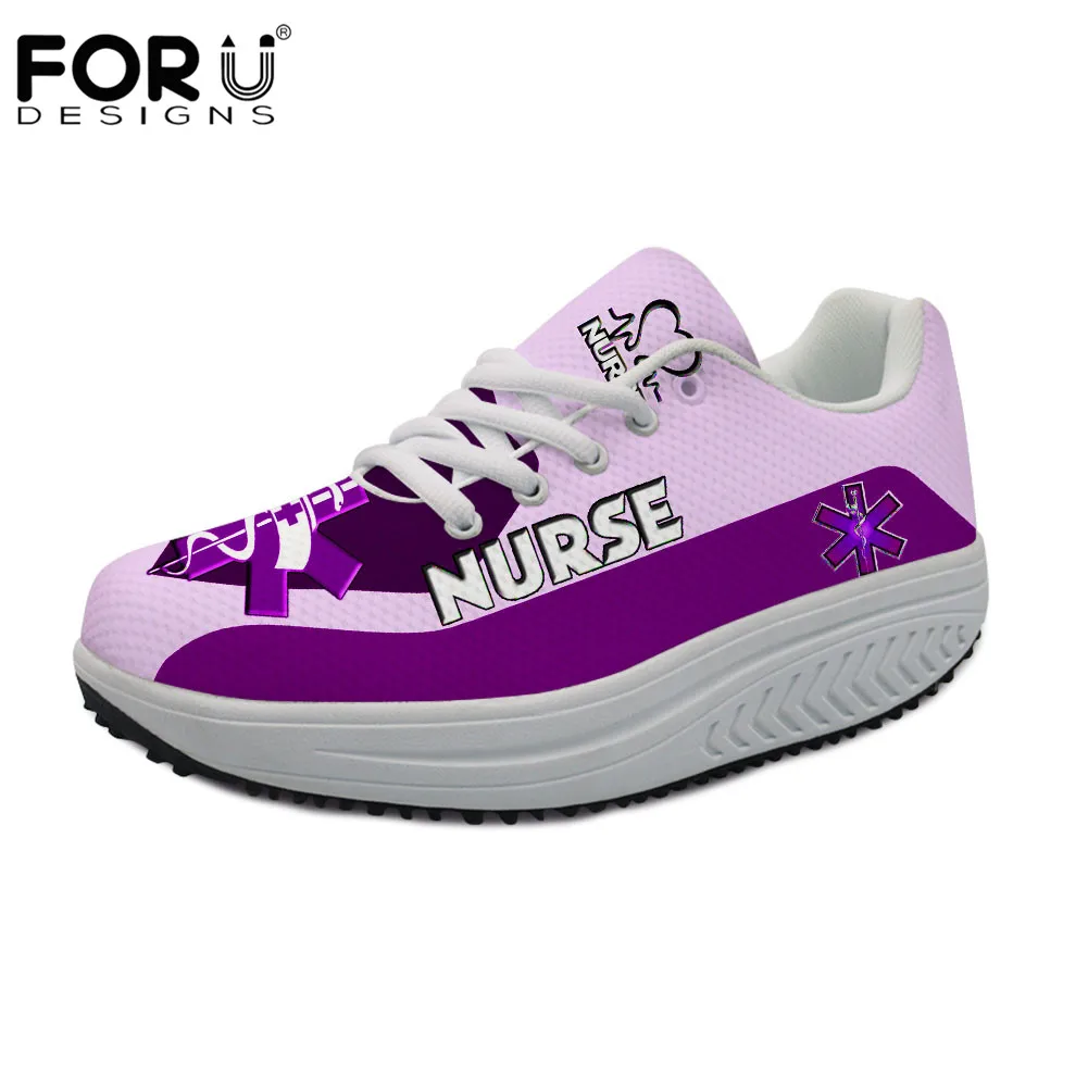 

FORUDESIGNS Women Flats Shoes Nurse Heart Pattern Causal Sneakers Woman Height Increasing Slimming Shoes Spring Platform Shoes