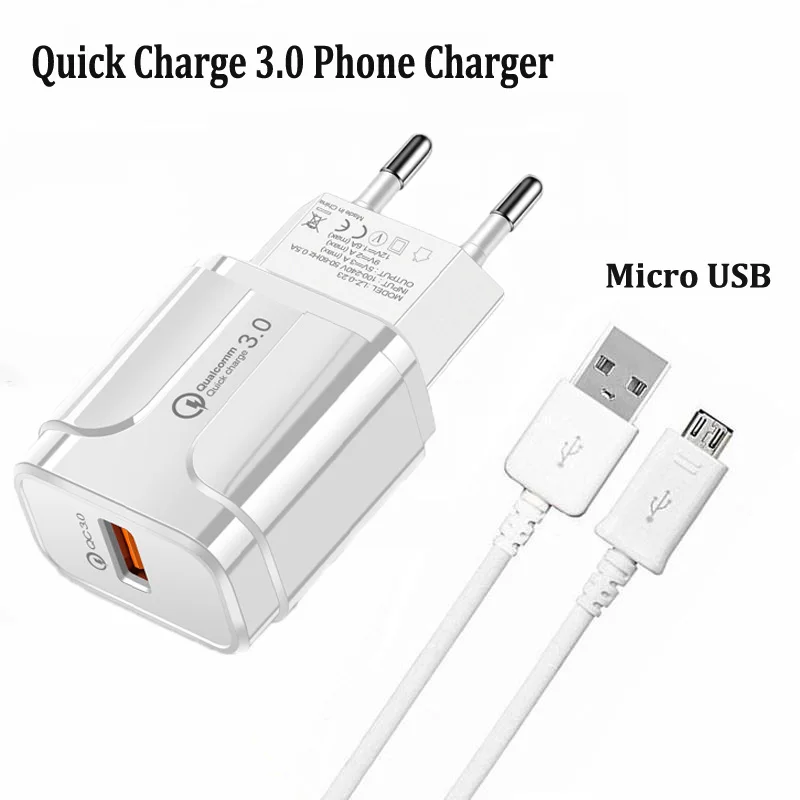 Штепсельная Вилка европейского стандарта QC 3 0 быстрое зарядное устройство для