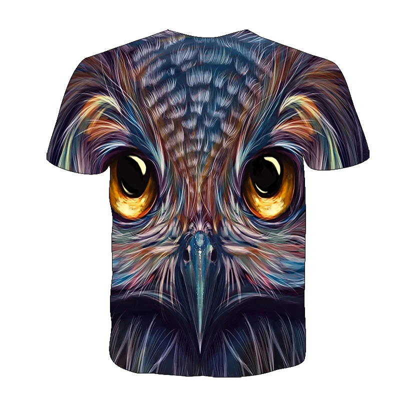 

2021 Summer New Owl 3D Printed T Shirt Boys Girls Lovely Bird Owl T-shirt Boys Girls Fashion Casual Animal O-Neck t Shirt