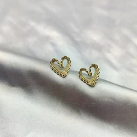 luxury heart golden earrings plated gold 925 silver needle earring fashion jewelry ear piercing pendant wedding accessories