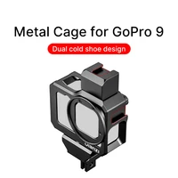 ulanzi g9 5 metal cage for gopro hero 9 frame case with dual cold shoe camera extend 52mm filter mic adapter protective