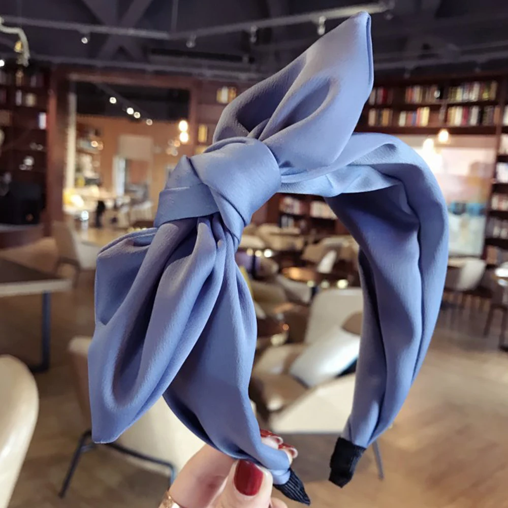 light blue 1 шт., Женская повязка на голову с перекрестным узлом, широкая повязка на голову, головной убор, весна-осень, винтажные аксессуары для волос в Корейском стиле для девочек - Цвет: light blue
