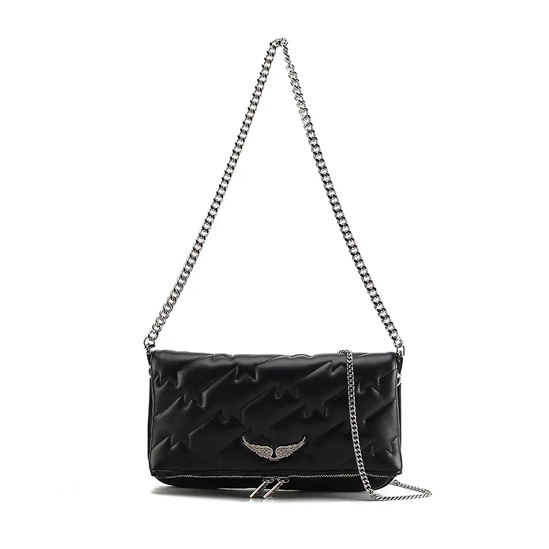 

Leather Fashion Bag Wings Decorated Chain Messenger Bag Brand Design Womens Bag Pochette Femme Sac A Main Matelasses Pour Dames