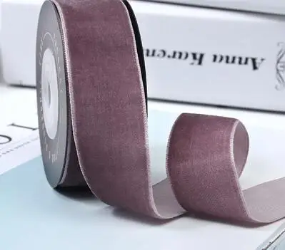 Purple 5 м Подарочный цветок, обёрточный материал, толстая однотонная бархатная лента, 25 мм, Флокированная лента, 40 мм, отделка для рукоделия, бант для волос, Свадебный декор для выпечки - Цвет: Purple