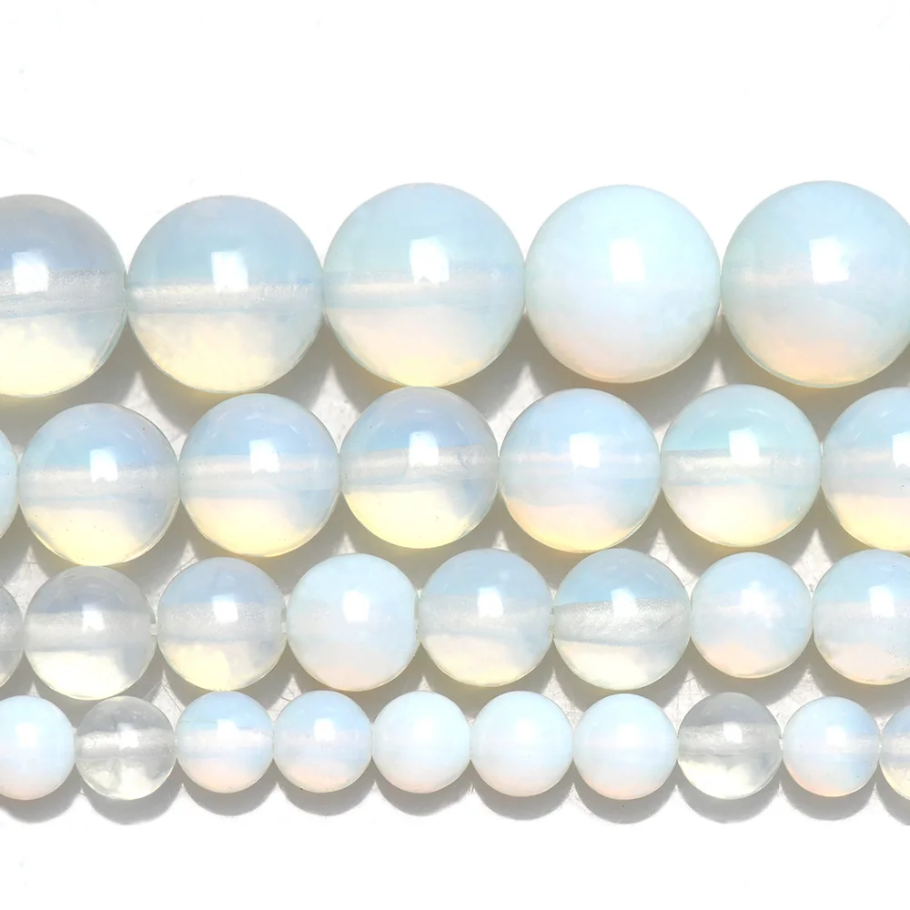 Великолепный Синтетический Белый опал гладкие круглые свободные бусины 4 мм 6 8 10