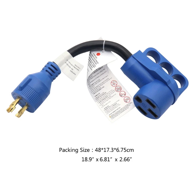 

X7AE Standard RV Adapter Cord 125/250V 30A to 50A Power Cord Adapter Charging Wire 30 Amp to 50 Amp RV Adapter