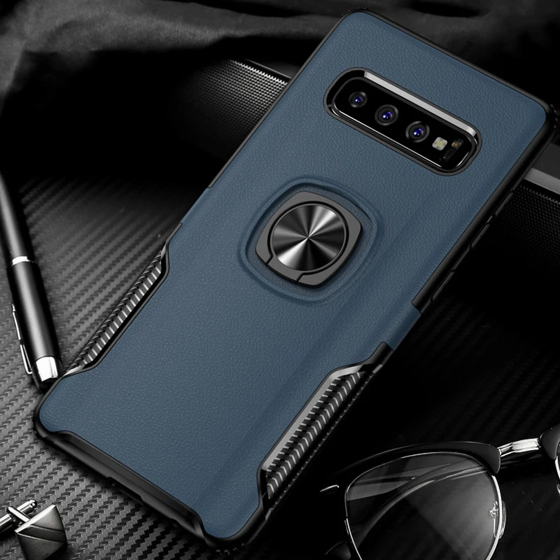 Ударопрочный чехол с магнитным кольцом для samsung S10 Plus S 9 10 A8 силиконовые чехлы для samsung Galaxy S10Plus чехол A 8 - Цвет: Blue