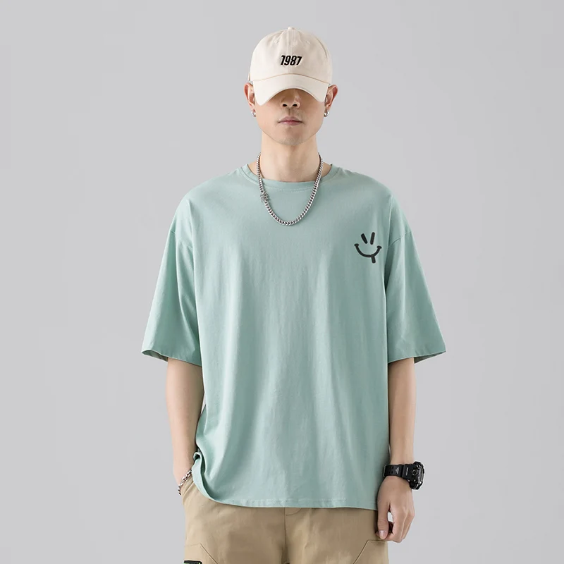 2021 new fashion t shirt high street hip hop men summer brand hot sale short sleeve loose cotton t shirt casual basic smiley tee free global shipping