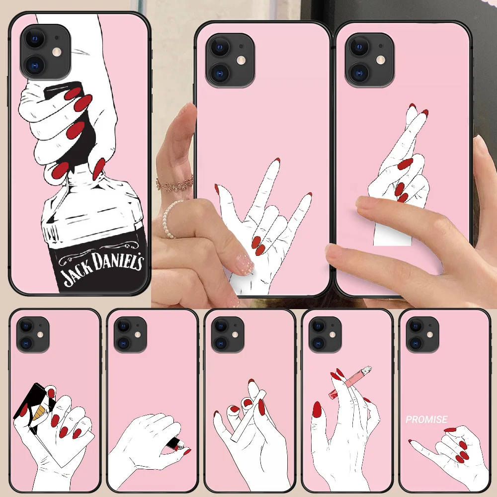 Розовый жест чехол для телефона Корпус Корпуса iphone 5 5s se 2 6 6s 7 8 11 12 mini plus X XS XR PRO MAX