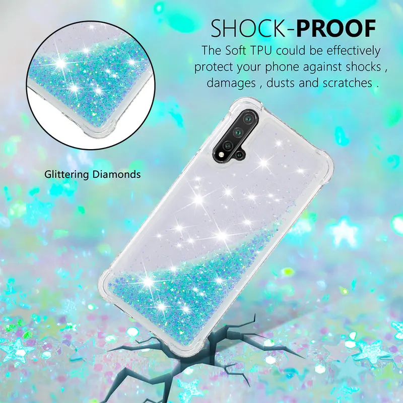 

Huawei Nova 5 Case Luxury Glitter Liquid Quicksand Back Cover For Huawei Nova 5 Pro Soft Silicon Anti-Fall Protection Phone Case