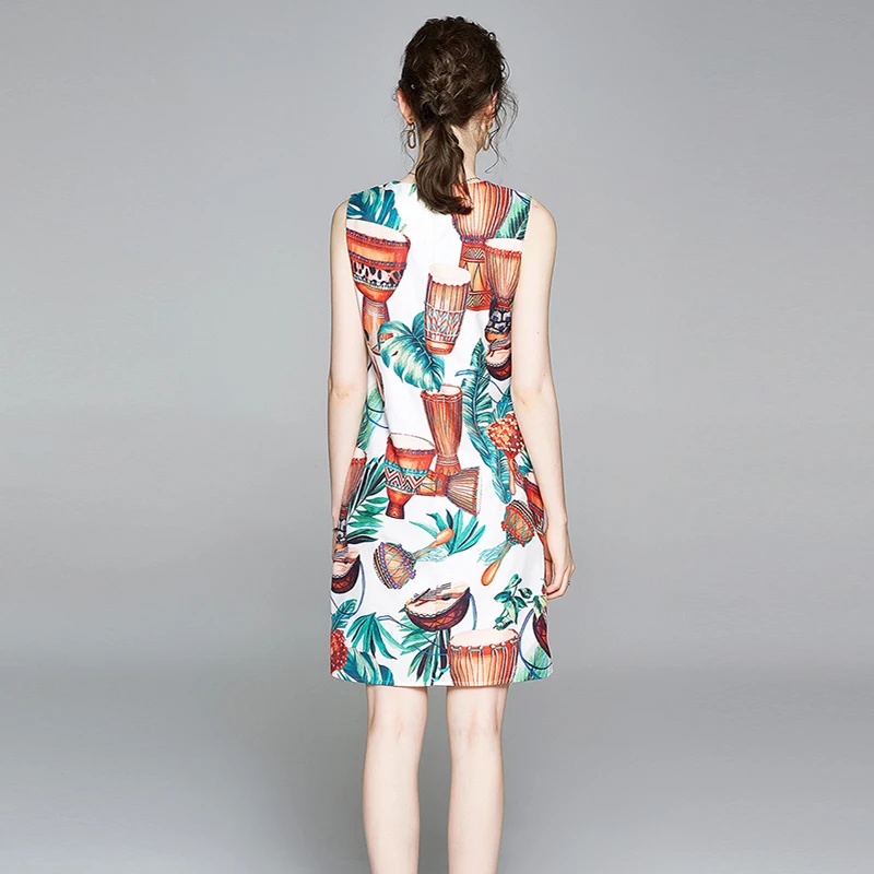 Новое летнее платье в этническом стиле для женщин без рукава с принтом девочек