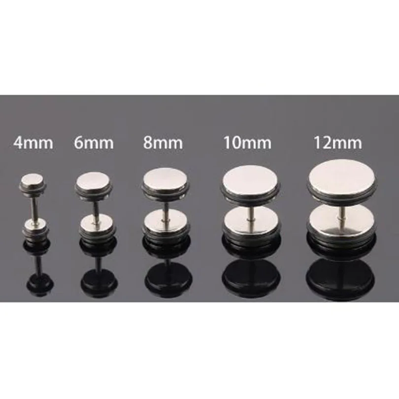 2Piece Stainless Steel Fake Ear Plugs Screw Round Barbell Earring With O rings Expanders Earrings Body Jewelry Men Women | Украшения и