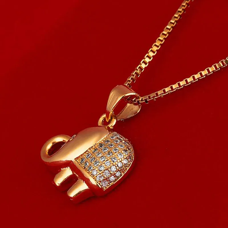 

2020 Fashion Gold Color Cute Elephant Zircon Small Pendant Necklace Women Personality Animal Clavicle Necklace Gift Jewelry