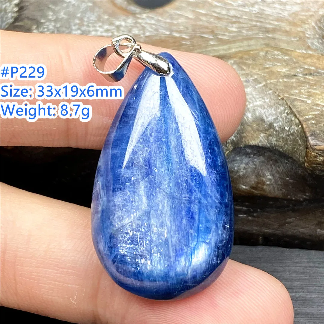 

Top Natural Blue Kyanite Pendant Jewelry For Woman Lady Man Gift Crystal Beads Cat Eye Effect Silver Stone Reiki Gemstone AAAAA