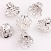 hot sale 100pcs 7mm bead caps flower bead caps findings filigree flower cup shape for diy jewelry making
