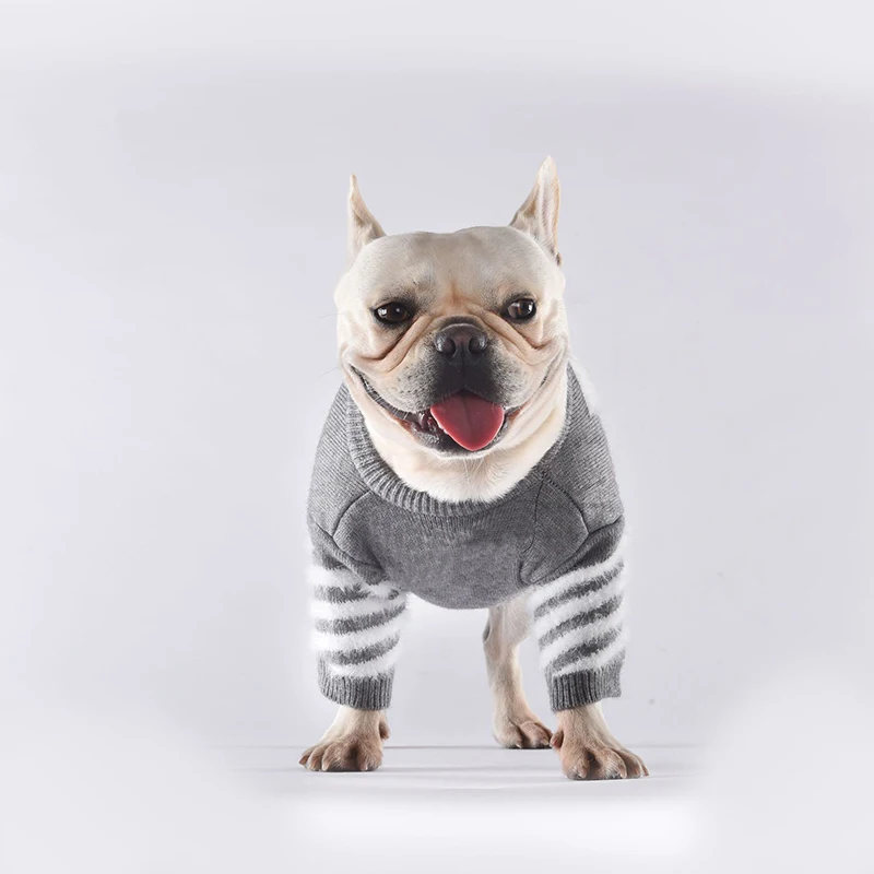 Свитер для маленьких собак серый хлопковый свитер для французского бульдога костюм для мопса PC1072 - Цвет: Gray