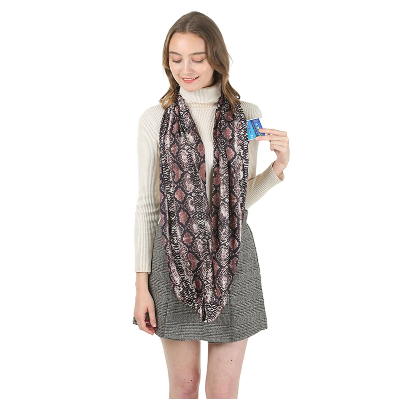 Новый леопардовый шарф с принтом змеи женские теплые зимние шарфы на молнии