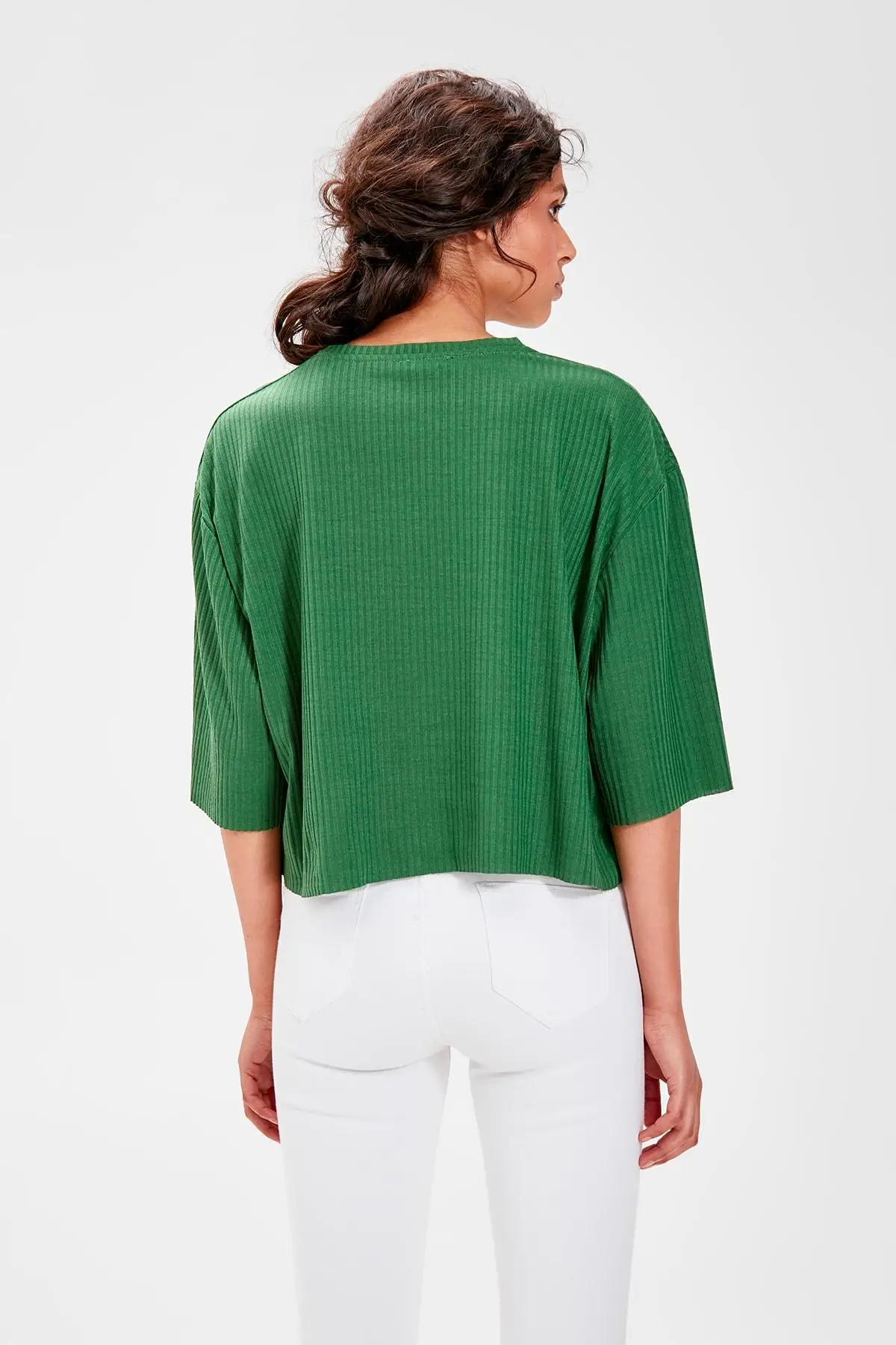 Зеленая трикотажная блузка TWOAW20BZ0474 | Женская одежда