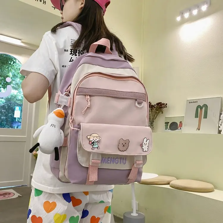 

Fashion Backpack For Women Large Capacity Waterproof Nylon Buckle Rucksack School Bag Travel Mochila For Teenage Girl Bookbag
