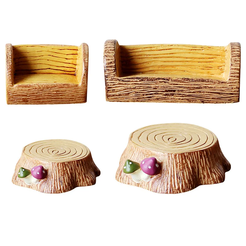 Симпатичная модель стула дерево пень сиденье гриб фигурка стола Искусственный