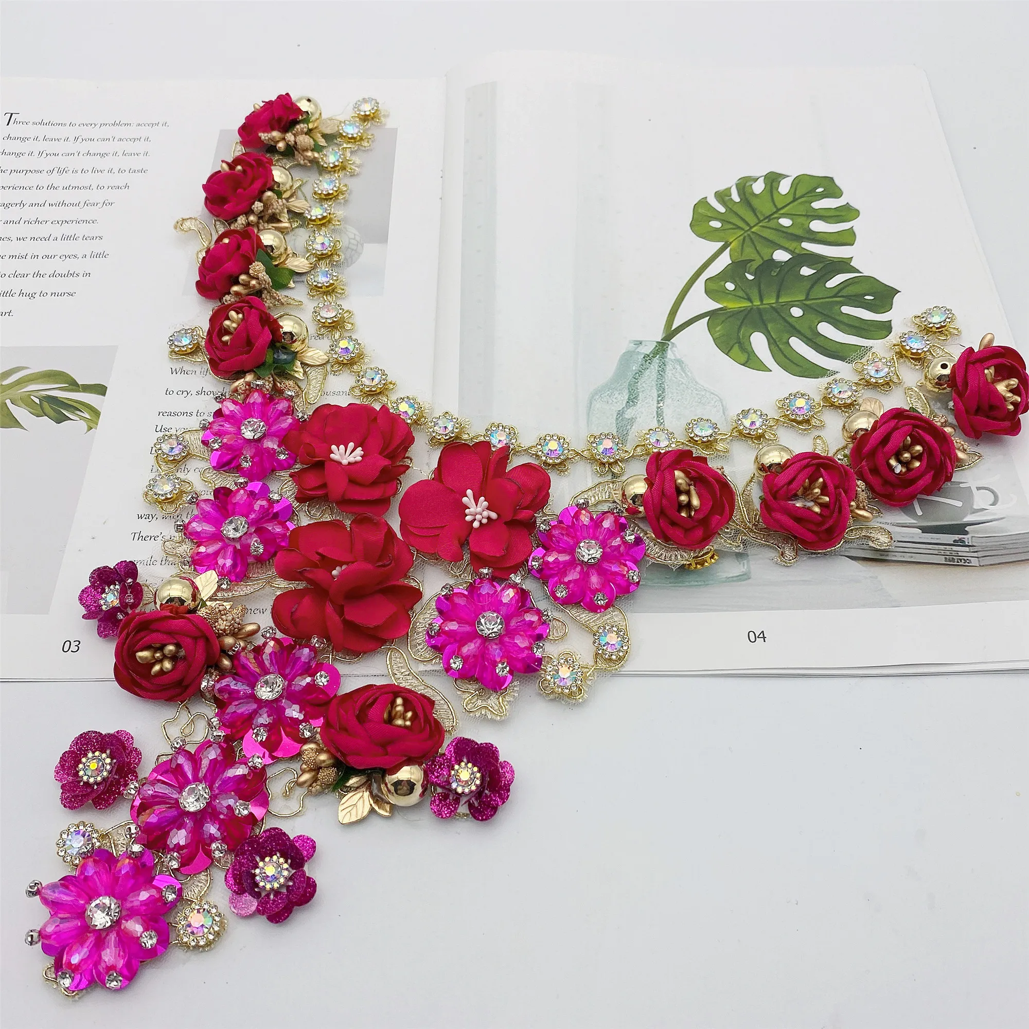 1 шт. воротник с вышивкой в виде цветов