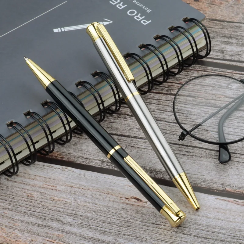 Роскошная металлическая шариковая ручка Серебряная Черная Подпись шариковые