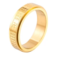 southeast asia personalized fashion letter rotating ring male and women stainless steel buddhist scripture rings
