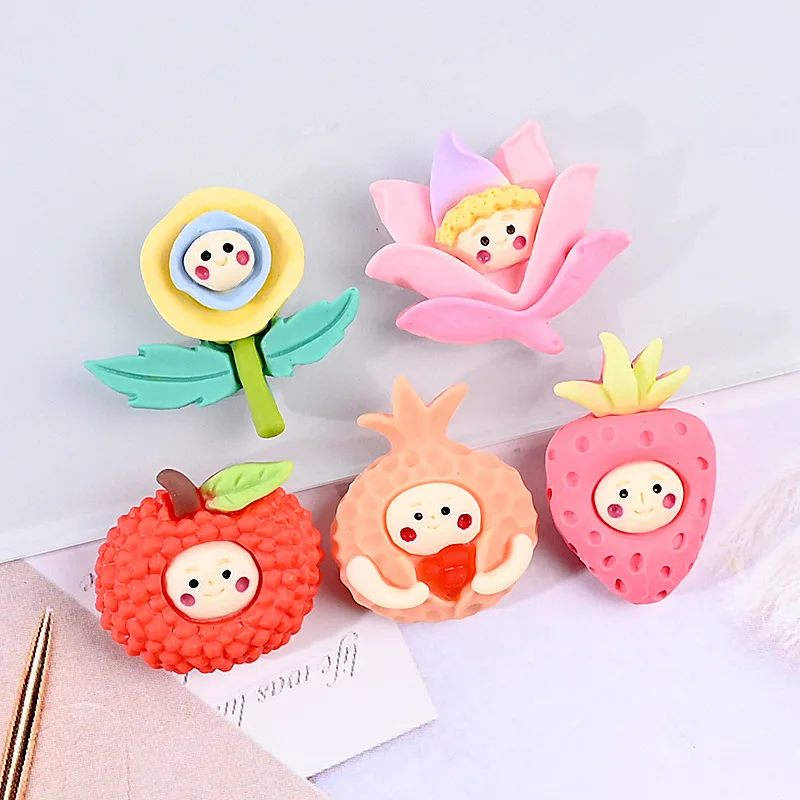 

20 шт./лот резиновые Мультяшные фрукты цветок плоский Кабошон Скрапбукинг головные уборы аксессуары «сделай сам» чехол для телефона декорат...