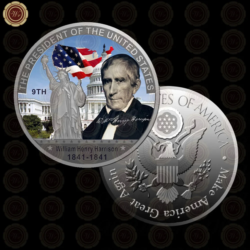 WR Коллекционная Посеребренная американская 2th President John Adams металлическая монета/w чехол креативный вызов монета подарок на день отца 40x3 мм - Цвет: Style 9