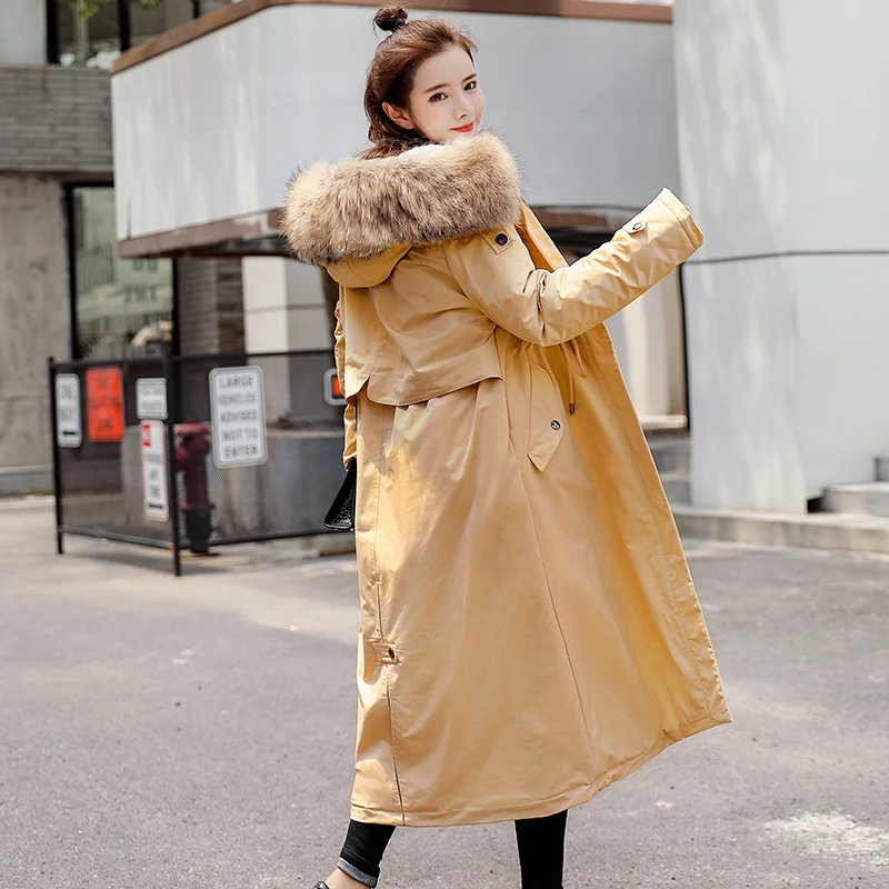 30 градусов зимняя одежда X-long parkas зимняя куртка женская меховая куртка с капюшоном Женское пальто с подкладкой из пуха Толстая зимняя куртка женская одежда