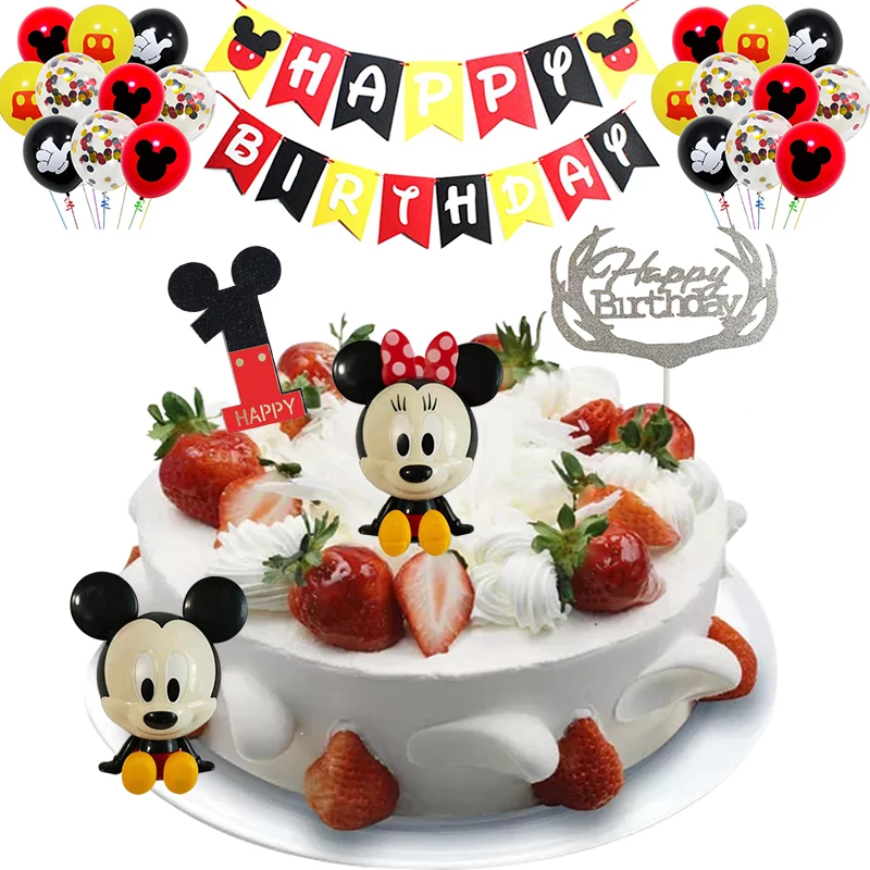 

25pc/Set Mickey mouse Minnie Baking Baby Birthday Party Decoration Cake Decoration Ornaments Cake Topper Supplies Birthday Gift