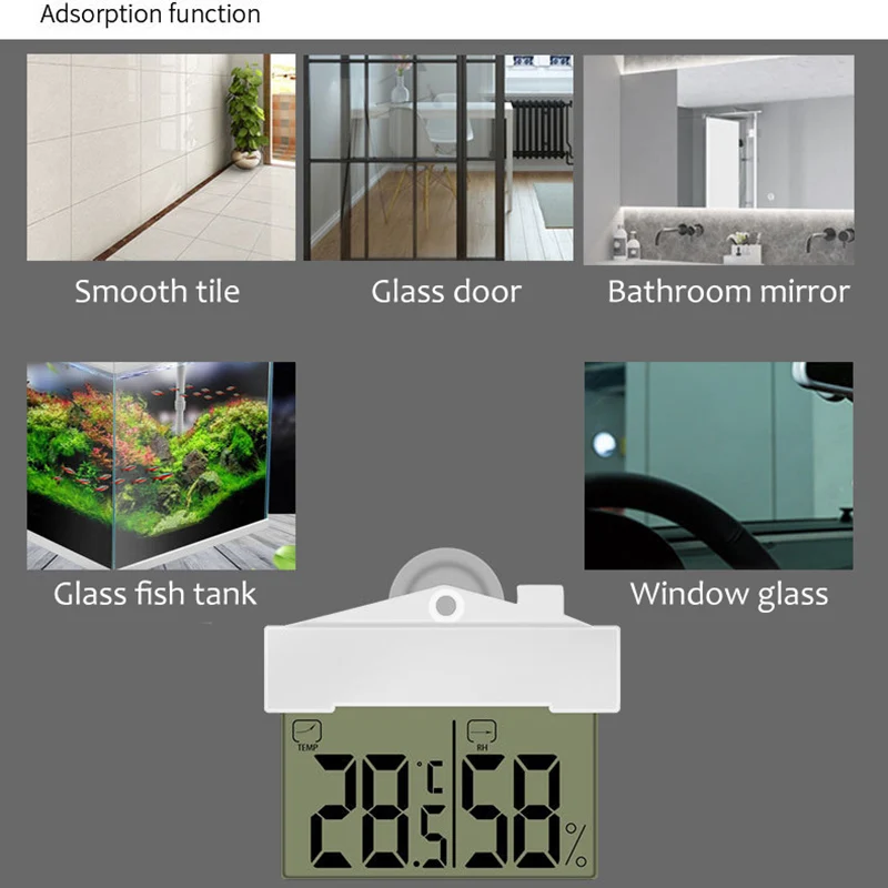 Цифровой Прозрачный оконный дисплей термометр гидрометр комнатный/наружный