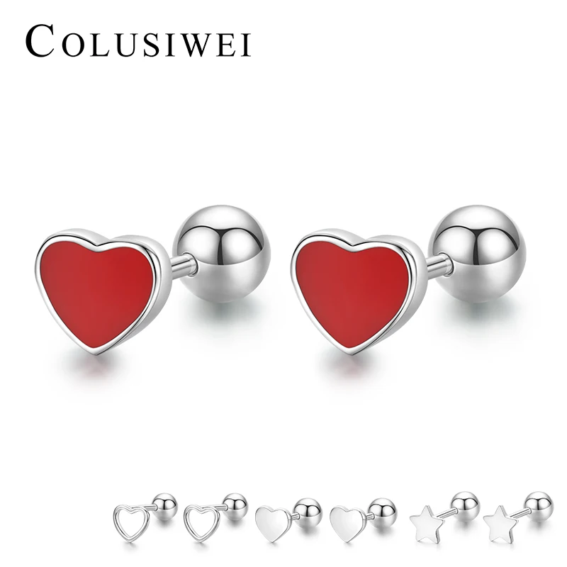 

Colusiwer милые серьги-гвоздики в форме сердца звезды 100% Серебро 925 пробы антиаллергенные серьги для женщин Модные женские ювелирные изделия по...