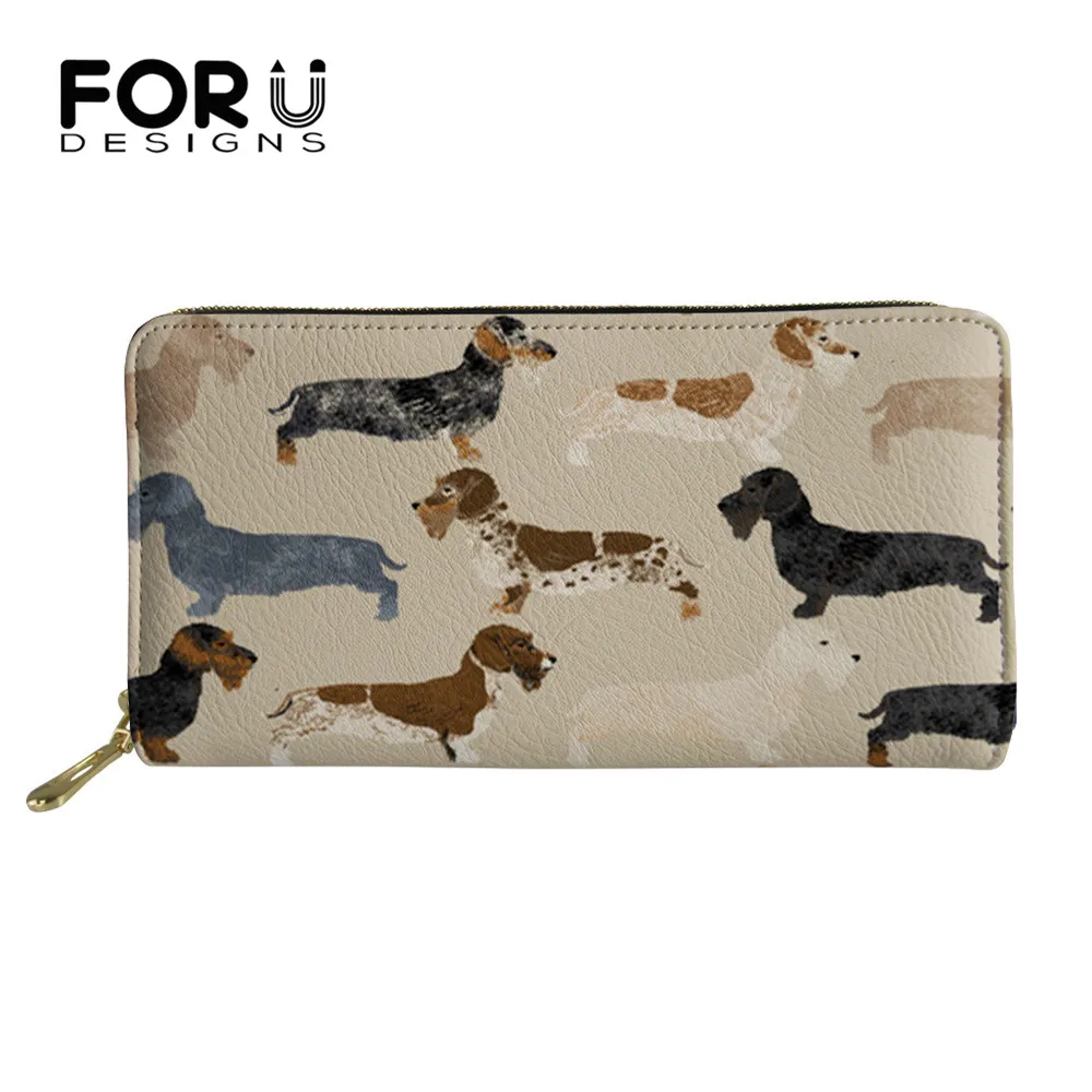 

FORUDESIGNS Vintage Women's Wallet Cartoon Dachshund Pattern Brand Designer Luxury Ladies Long Leather Clutch Purse Bolsa Mujer