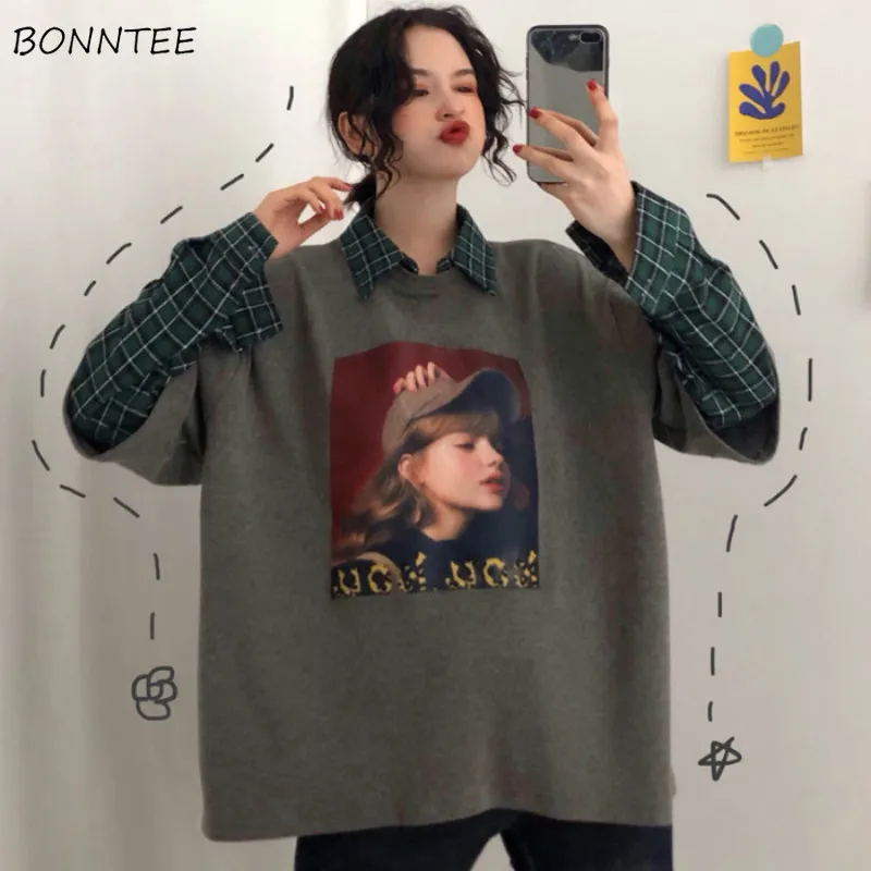 Женская осенняя модная толстовка большого размера с принтом в стиле харадзюку