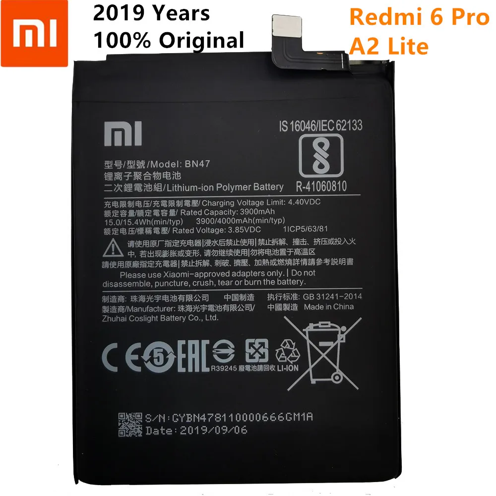 Лет 4000 мАч BN47 Сменный аккумулятор для Xiao mi Red mi 6 Pro/mi A2 Lite Bateria батареи для мобильных телефонов